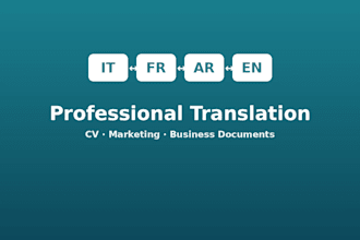 translate your cv or resume between italian, french and arabic