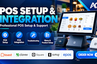 setup toast pos clover pos square pos sumup pos  epos setup