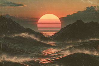 design a vintage album cover with a retro aesthetic