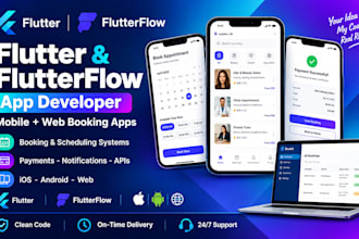 develop your flutter or flutterflow mobile app with booking system
