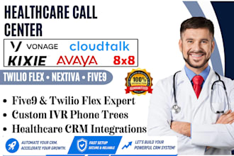 setup five9 cloudtalk twilio flex 8x8 nextiva vonage avaya kixie healthcare CRM