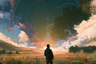 design album cover art, song cover art in digital painting