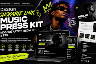 design clickable link music press kit, modern artist media kit and epk