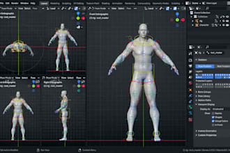 rig your 3d character for animation with a advanced humanoid rig