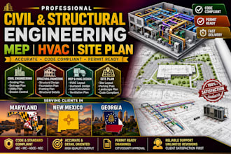 civil, structural engineering mep hvac site plan in maryland new mexico georgia