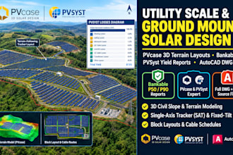 design utility scale solar ground mount pv layout pvcase pvsyst nec compliant