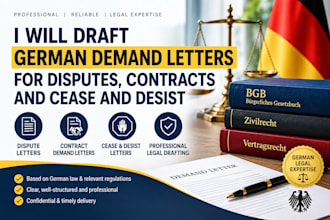 draft german demand letters for disputes, cease and desist, and contracts, debt