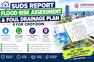 flood risk management suds report drainage strategy uk planning permission civil