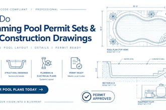 do swimming pool permit sets, pool construction and structural design drawings