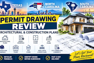 create architectural plans, permit drawing construction drawing for carolina USA