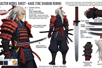 create professional character concept sheets and model games