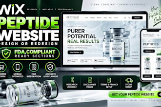 design wix peptide website for fda compliant peptide research brands