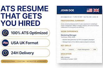 craft ats optimized resume, cv, cover letter for USA UK jobs to get hired