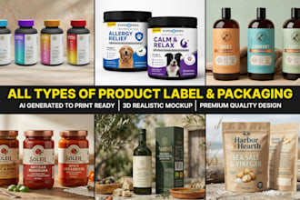 design product label, supplement label with product packaging design