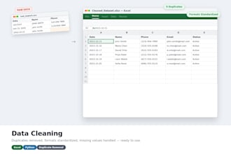 clean, format, and organize excel or CSV data