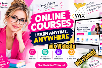 build a modern online course wix website and sales funnel, wix website