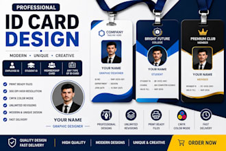 design professional id card, employee id and student id card
