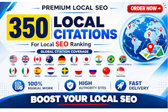 do 350 local citations USA, UK, canada, australia, mexico, france, turkey etc