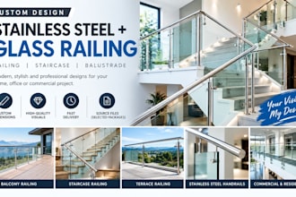 design stainless steel glass railing, staircase and balustrade
