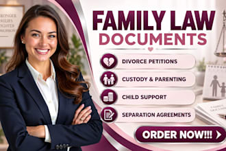 draft divorce, custody, support and separation legal documents