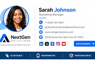 create modern HTML email signature, clickable  animated email signature