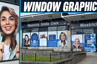 design window graphics, storefront panel, shopfront, signage, window sticker