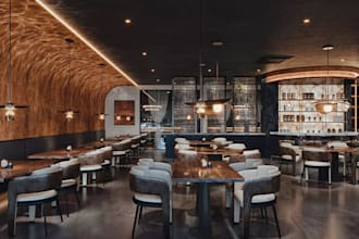 fine dining restaurant,french cuisine kitchen,wine cellar,cgi interior rendering