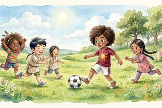 children story book and children book illustration, watercolor book illustration