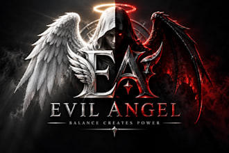 design a powerful dark angel, fallen angel, or gothic evil angel logo