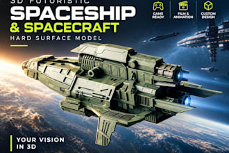 create 3d futuristic spaceship, spacecraft and sci fi hard surface model