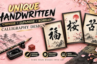 make artistic chinese, japanese and korean handwritten calligraphy