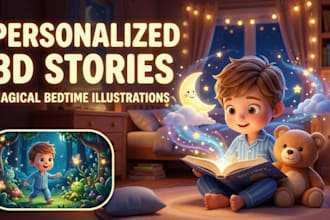 illustrate personalized 3d bedtime stories for kids and childrens books