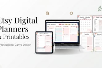 design etsy digital planners and printables in canva