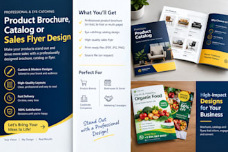 design professional product brochure, catalog or sales flyer