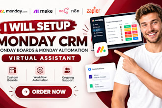 connect zapier monday com board automation makecom n8n crm automation