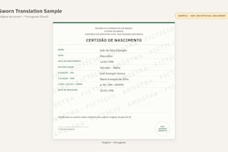 provide a certified sworn translation from portuguese to dutch