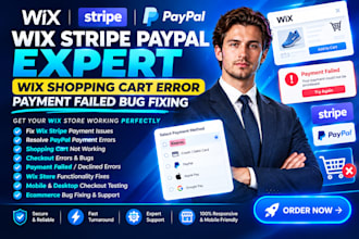 do wix stripe paypal expert wix shoppping cart error payment failed bug fixing