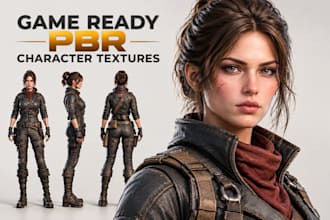 create game ready pbr character textures for 3d model in unreal engine and unity