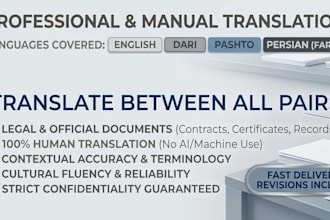 translate english, dari and pashto professionally