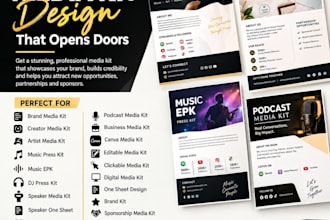 design a clickable canva media kit , press kit, epk or one sheet