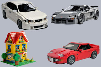 model lego technic bike, house, ship, car with xml part list