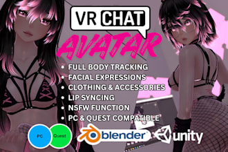 design custom nfsw anime vrc avatar, vrchat avatar, furry avatar vrchat 3d model