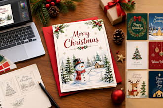 design a christmas card, greeting card, or holiday invitation