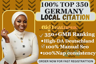 high da 350 germany local citations and local SEO for google map pack ranking