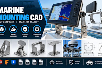 model marine electronics mounting bracket, boat hardware cad and stainless mount