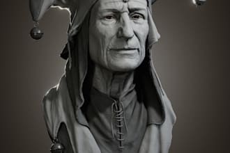 sculpt realistic 3d head for plague and coin milling, articulated doll in zbrush