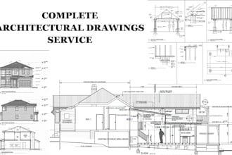 do architectural drawings for house planning, elevations, sections, construction
