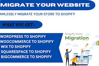 migrate wordpress website to shopify, wix squarespace migration to shopify
