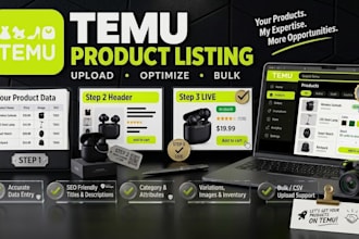 do temu product listing, upload and optimization