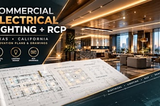 create texas and california commercial electrical lighting rcp renovation plans